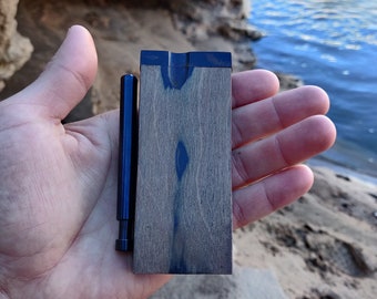 Brown/Black Ebony Wood Dugout Stash Box (w/ Push To Clean One Hitter - Your Choice of Color), 4 Pipe Screens, Pocket Portable Pipe Set