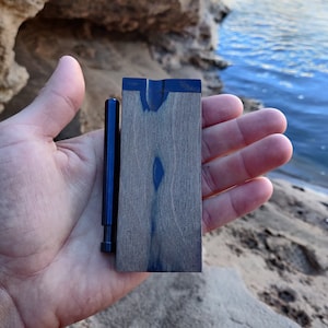 Brown/Black Ebony Wood Dugout Stash Box (w/ Push To Clean One Hitter - Your Choice of Color), 4 Pipe Screens, Pocket Portable Pipe Set