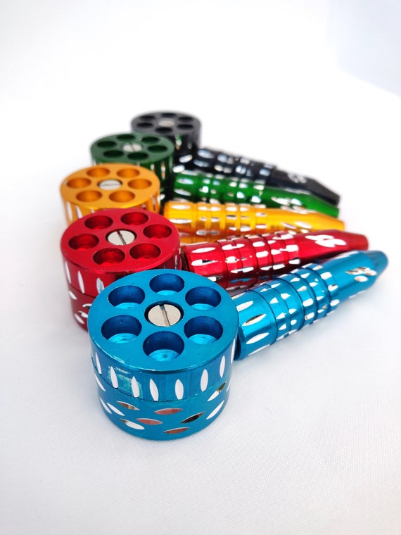 Multi Colored Revolver Smoking Pipe Spin Top Metal Pipe 6 Bowls for Packing  Herbs Rotating Tobacco Pipe 6 Shooter Pipe for Smoking 