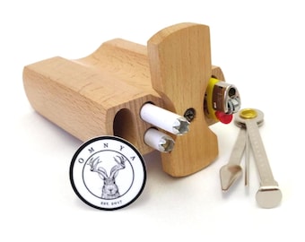 LRG Beech Wood Dugout Set w/ Lighter and 2 One Hitter Bats of your Chouce, Spring-Loaded Bic Lighter Included, 8 Pipe Screens, Cleaning Tool