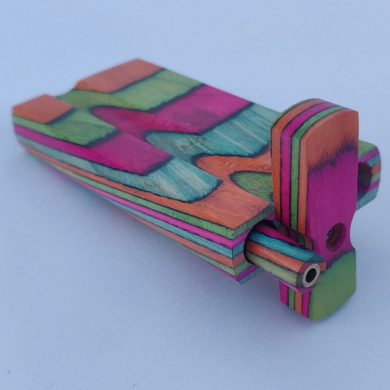 Brass Bowl Stash Box Set Rainbow Wooden Chillum Pipes 4 inch Rainbow Dugout with 3 Inch Brass and Wood One Hitter Bat +4 Pipe Screens