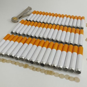 Pipistrelli da 50 pezzi, (sigarette in metallo da 3&quot; e 2&quot;), +100 filtri/retine per tubi - strumento di pulizia/attizzatoio 3 in 1 - smerigliatore o liscio, SPEDIZIONE VELOCE!