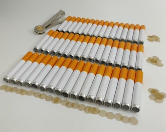 Paquete de 50 murciélagos Dugout, (cigarrillos de metal de 3" y 2"), +100 filtros/pantallas de tuberías - Herramienta de limpieza/póker 3 en 1 - Molinillo o liso, ¡ENVÍO RÁPIDO!