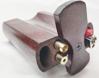 Rose Dyed Mango Wood Dugout Set, Brass One Hitter Pipes, Cleaning Tool