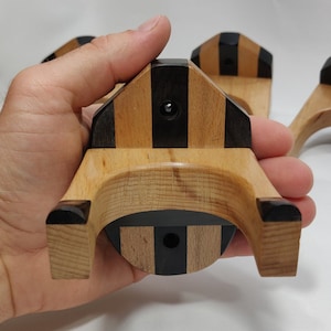 Ebony Wood Guitar Hanger w/ Beech Wood - Handmade + Custom Laser Engravings - Guitar Holder - Guitar Wall Hanger - Guitar Stand Accessories