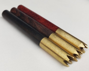 Brass One Hitter Bat Set, Redwood, Rosewood, Ebony, with Grinder Tip