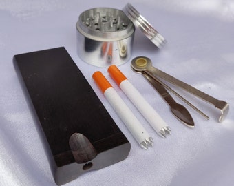 Black Ebony One Hitter Dugout Set with Grinder & Tool