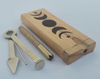 Moon Phase Beech Wood Dugout Box with One Hitter