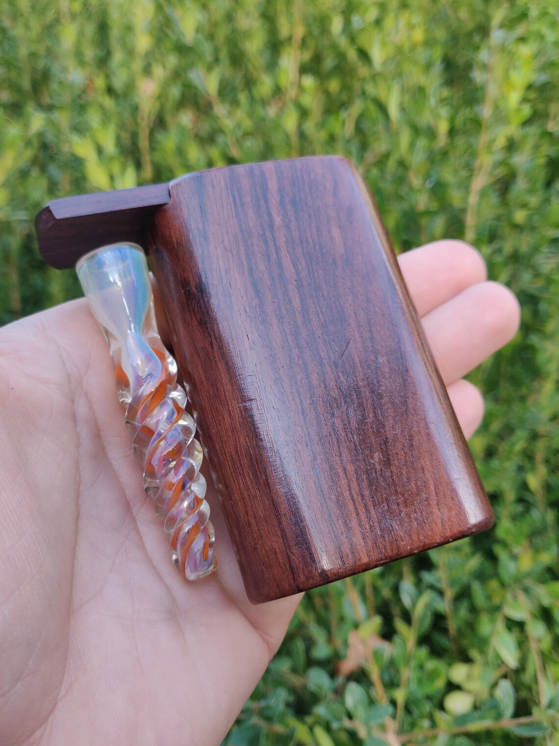 Redwood Dugout Stash Box w/ Glass Smoking Pipe Chillum Box Etsy