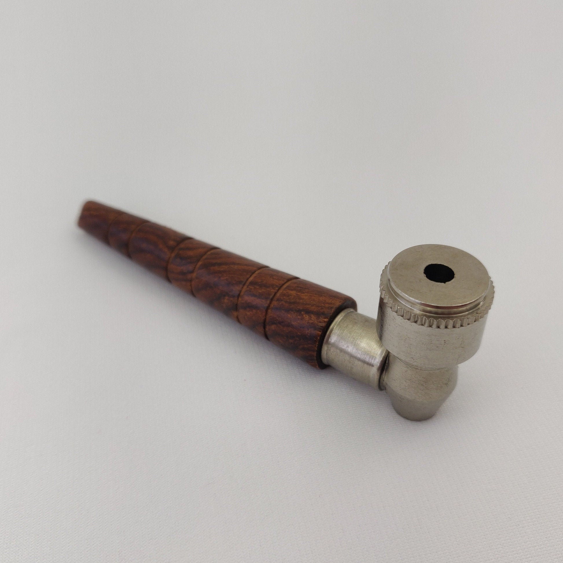 Rosewood and Metal Pipe W/ Screw on Lid, Pocket Size Pipe, 6