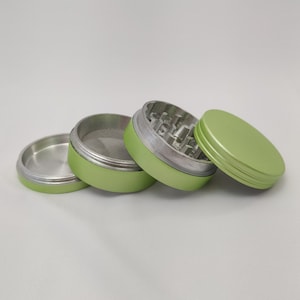 Lime Green Herb Grinder with Catcher, 2" Metal Grinder for Herbs, 4 Piece Tobacco and Kitchen Spice Grinder Set + Screened Bottom Chamber image 4