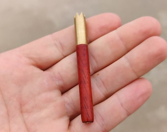 3" Brass and Redwood One Hitter Bat, Grinder One Hitter Pipe, Premium Wood One Hitter Bat, Tobacco Pipe, Hand-Made Pipe +4 Filter Screens