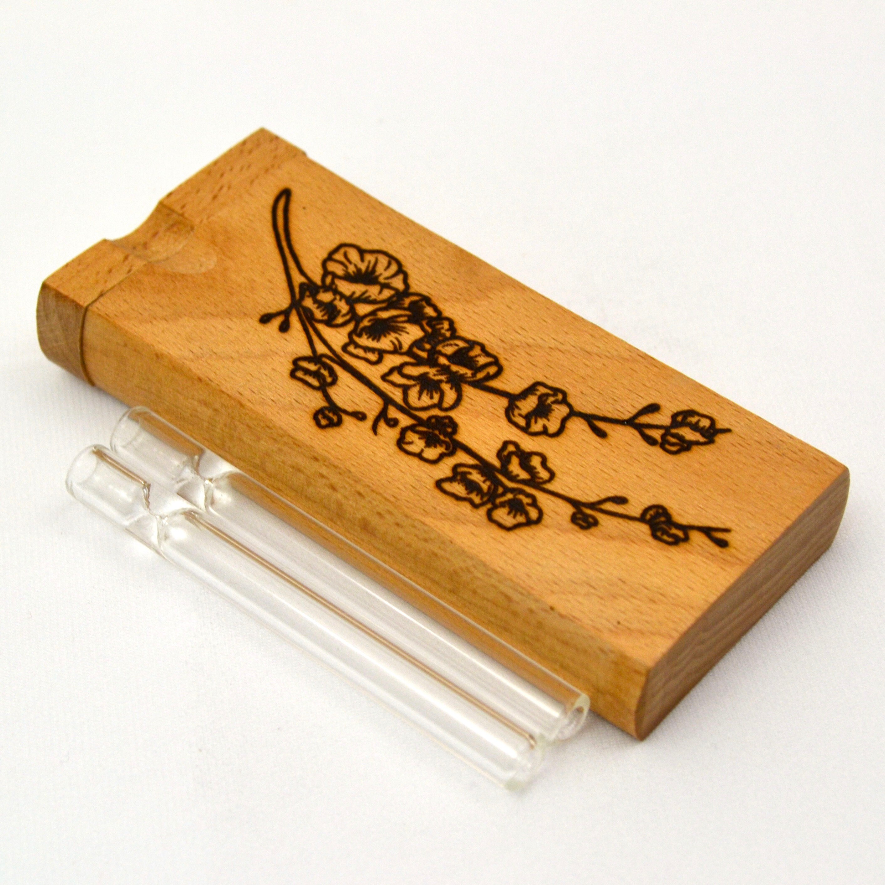Caja de dugout de rama floreciente de madera de haya con | Etsy