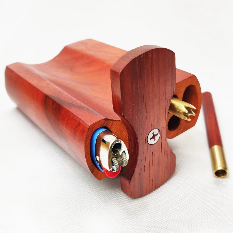 Redwood Dugout Stash Box With 2 Brass and Redwood One Hitter - Etsy