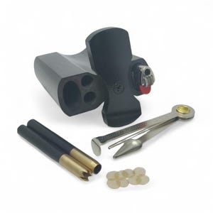Black BIC Dugout Stash Box, Spring-Loaded BIC Lighter Included, 2 Black Grinder One Hitter Pipes, 10 Screens, Cleaning Tool - Fast Shipping!