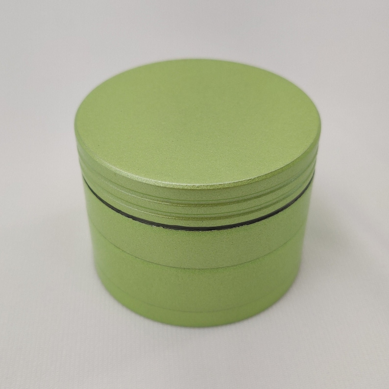 Lime Green Herb Grinder with Catcher, 2" Metal Grinder for Herbs, 4 Piece Tobacco and Kitchen Spice Grinder Set + Screened Bottom Chamber image 1
