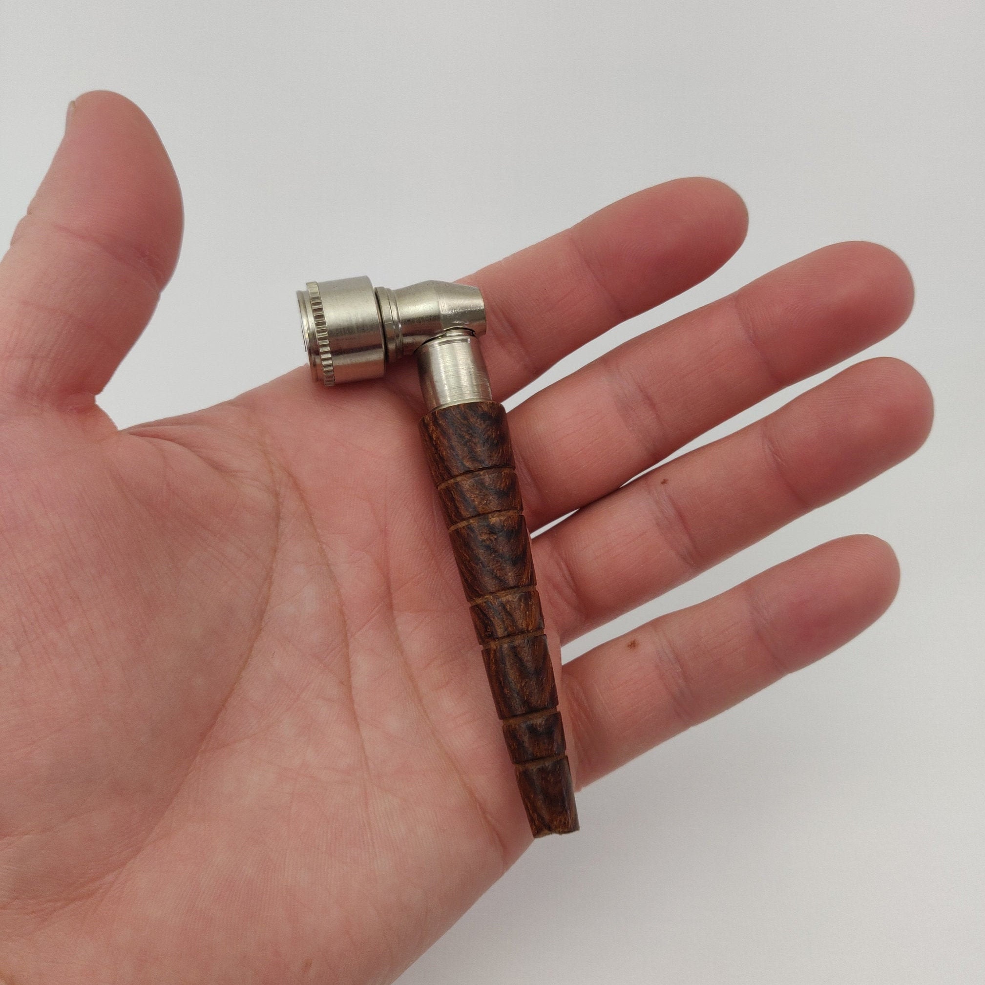 Rosewood and Metal Pipe W/ Screw on Lid, Pocket Size Pipe, 6