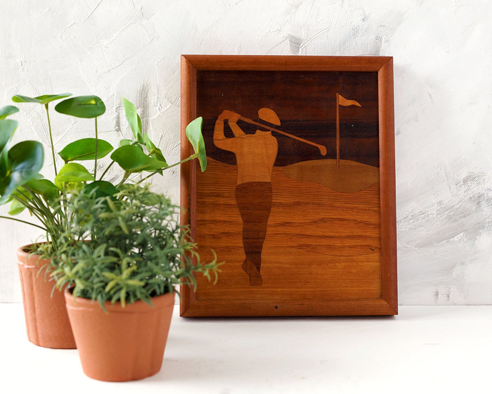 Vintage Framed ArtInlaid WoodGolf ArtMan GolfingWall Etsy