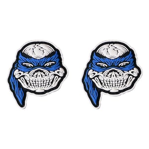 Par de ojos de TMNT Leonardo Skull Ranger - Parches de PVC azul - Cierre de velcro