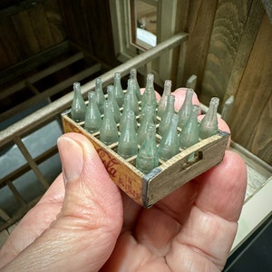 Dollhouse Miniature Vintage Soda Crate with Empty Soda Bottles, Scale 1:12