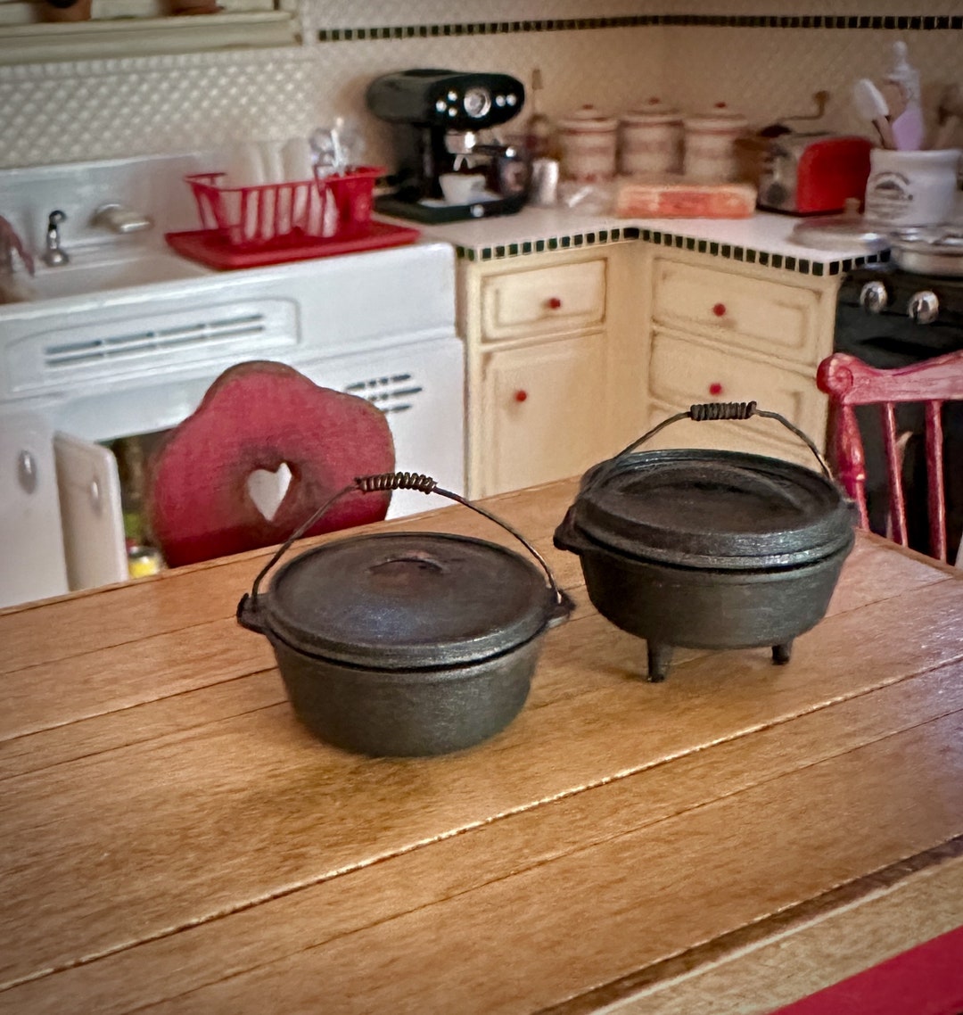 Dollhouse Miniature cast Iron Dutch Ovens, Scale 112 Etsy