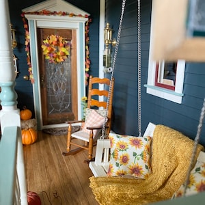 Dollhouse Miniature Autumn Gold Throw, Scale 1:12