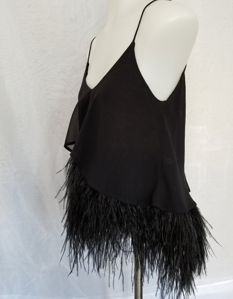 black ostrich feather dress