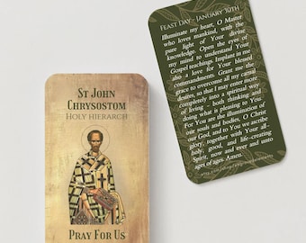 John Chrysostom Orthodox Icon Prayer Card Set: Doctor of the Church & Holy Hierarch