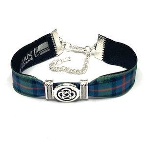Flower of Scotland bracelet Scottish tartan with Celtic or infinity centre with gift bag.  Handmade in Scotland. New