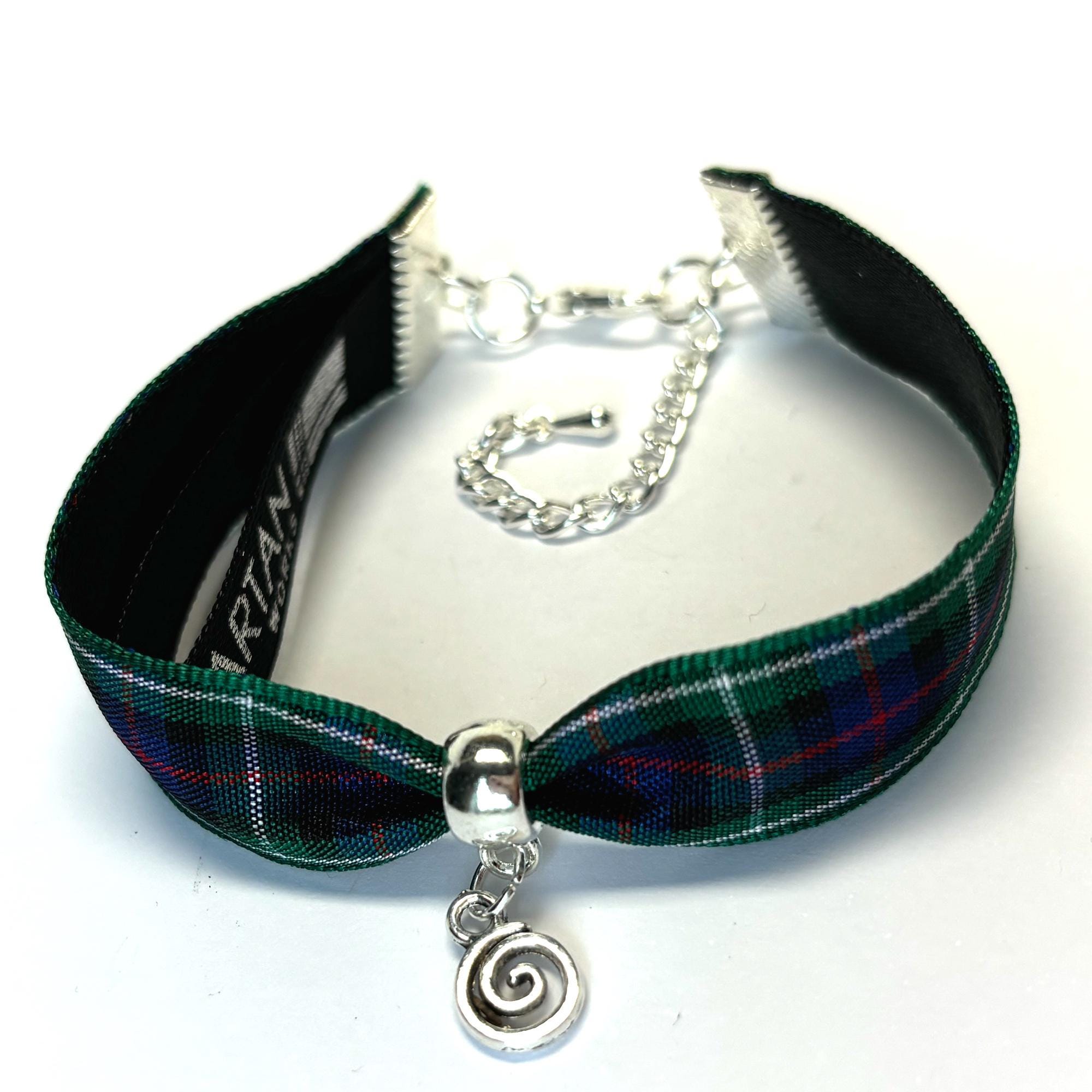 Campbell bracelet Scottish tartan spiral charm/love link with gift bag|Handmade in Scotland