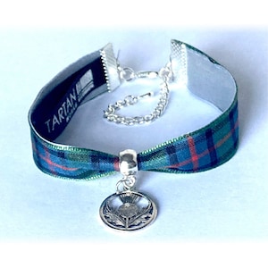 Flower of Scotland bracelet Scottish tartan thistle with gift bag  Handmade in Scotland. New