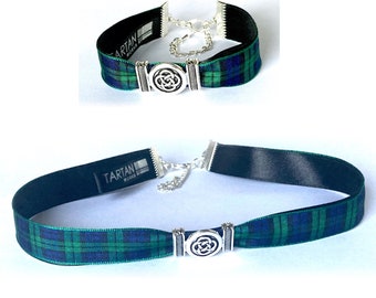 Black Watch Scottish tartan Celtic centre choker or bracelet with gift bag | Handmade in Scotland NEW