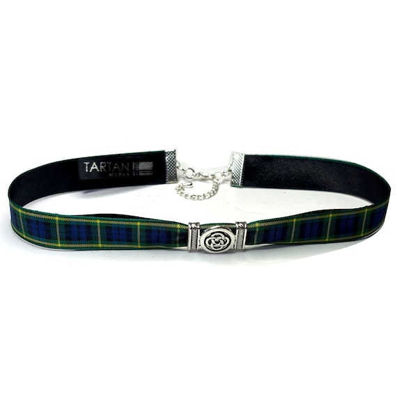 Collar de gargantilla Campbell Centro celta de tartan escoces con bolsa de regalo Hecho a mano en Escocia NUEVO