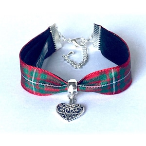 Pulseira MacGregor Cardo tartan escocês/nó celta/gaita de foles/coração/cão Scottie com caixa de presente. Feito à mão na Escócia. Presente. Novo ativo