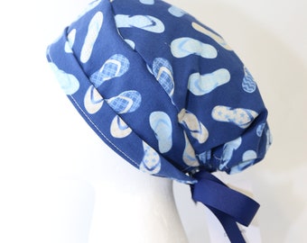 Women's European Style Surgical Scrub Cap, FLIP FLOPS Print