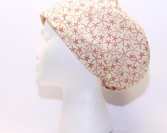Women's Euro Scrub Cap, STARFISH Print with cord lock