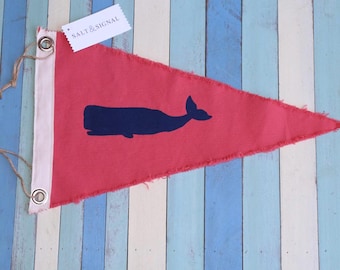 Nantucket Red handmade canvas whale flag for framing or wall hanging