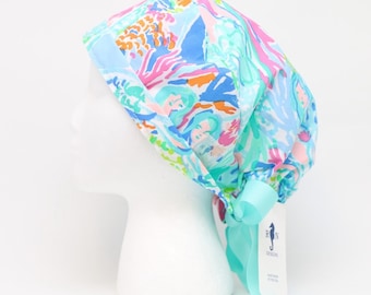 Women&#39;s European Style Surgical Scrub Cap, Mermaid Print