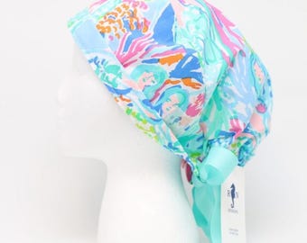 Women's European Style Surgical Scrub Cap, Mermaid Print
