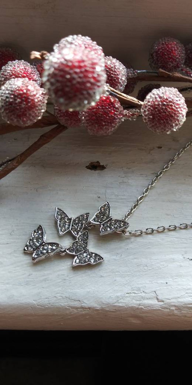 Into the Garden Crystal Butterfly Necklace