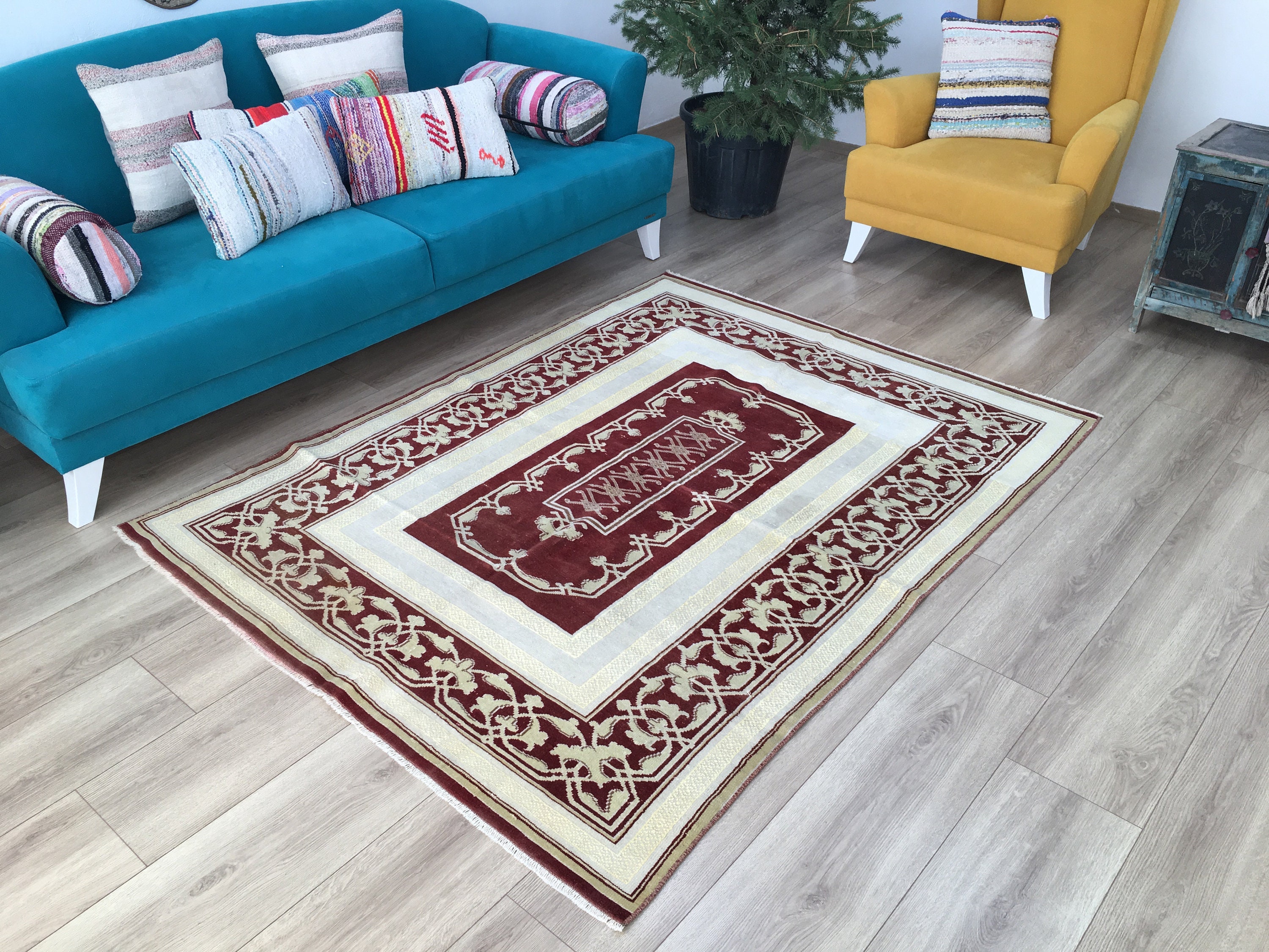 140.5×225\"Sugar plum”ViNTAGE TURKiSH RUG Purple Over Dyed Rug | Patchwork Rug | Turkish Rug | Hand