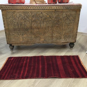 Kilim rug, Small turkish rug, Vintage rug, Bohemian rug, Carpet rug, 1.3x3 feet, Wool rug, Handmade rug, Front door rug, Boho rug, RK 10155 image 1