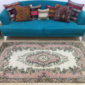 rugs for livingroom, kitchen rug, turkish rug, vintage rug, wool rug, ethnic rug, antique rug, anatolian rug, rugs, 3.8 x 7 ft, RK 10857 image 1