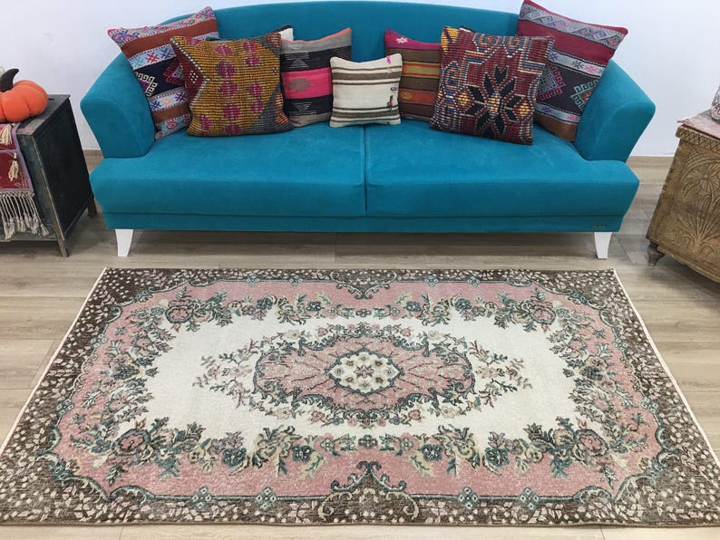 rugs for livingroom, kitchen rug, turkish rug, vintage rug, wool rug, ethnic rug, antique rug, anatolian rug, rugs, 3.8 x 7 ft, RK 10857 image 1