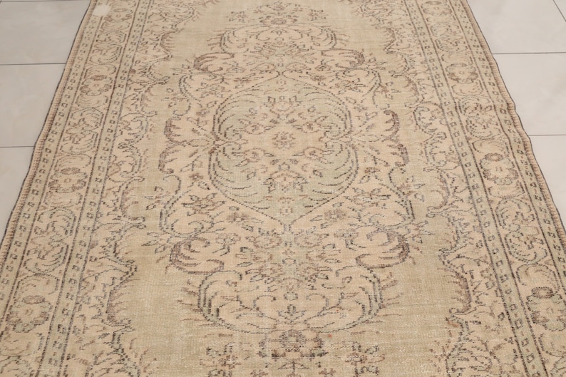 Earth tone rug, Neutral rug, Rug for living room, Wool handmade rug, Low pile rug, Modern rug, Boho decor rug, 6.1x9.4 ft, RK 13475