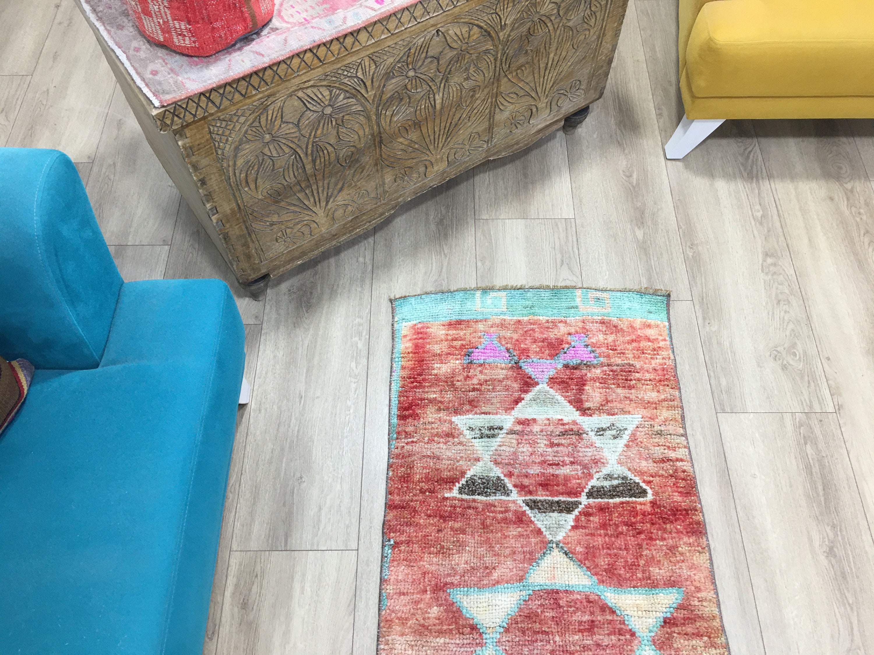 Red Runner Rug, Turkish Rug, Vintage Rug, Hallway Rug, Stair Rug