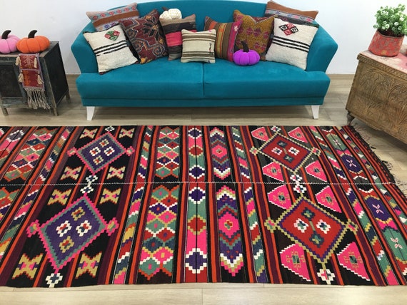Zachte voeten nadering werkwoord Etnisch kelim tapijt vintage Turks tapijt uniek kelim - Etsy België