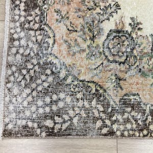 Pink area rug, Handknotted rug, Turkish rug, Worn rug, Livingroom rug, Floral rug, Bedroom rug, Antique rug, Cotton rug, 3.9 x 7 ft, RK 6863 image 8