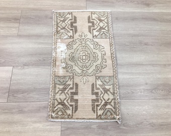 Nomad Small Rug, Office Small Rug, Stair Small Runner, Vintage Used Rug, Sink Front Runner, Turkish Ethnic Rug, 1.5 x 2.8 Ft Rug, RK 14369