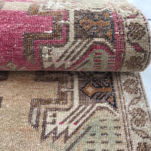 Multicolor rug, Bath mat aesthetic, Simple mat, Rug for kitchen, Turkish wool rug, Old rug, Bed beside rug, Vintage rug, 1.6x3.3 ft, RK13973 image 8